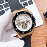 Best Buy Audemars Piguet Royal Oak Offshore Auto Watch in Rose Gold on Black Bezel 44mm